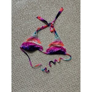 The Bikini Lab Tie Dye Sequin Triangle Bikini Top  Y2K string tie vintage M